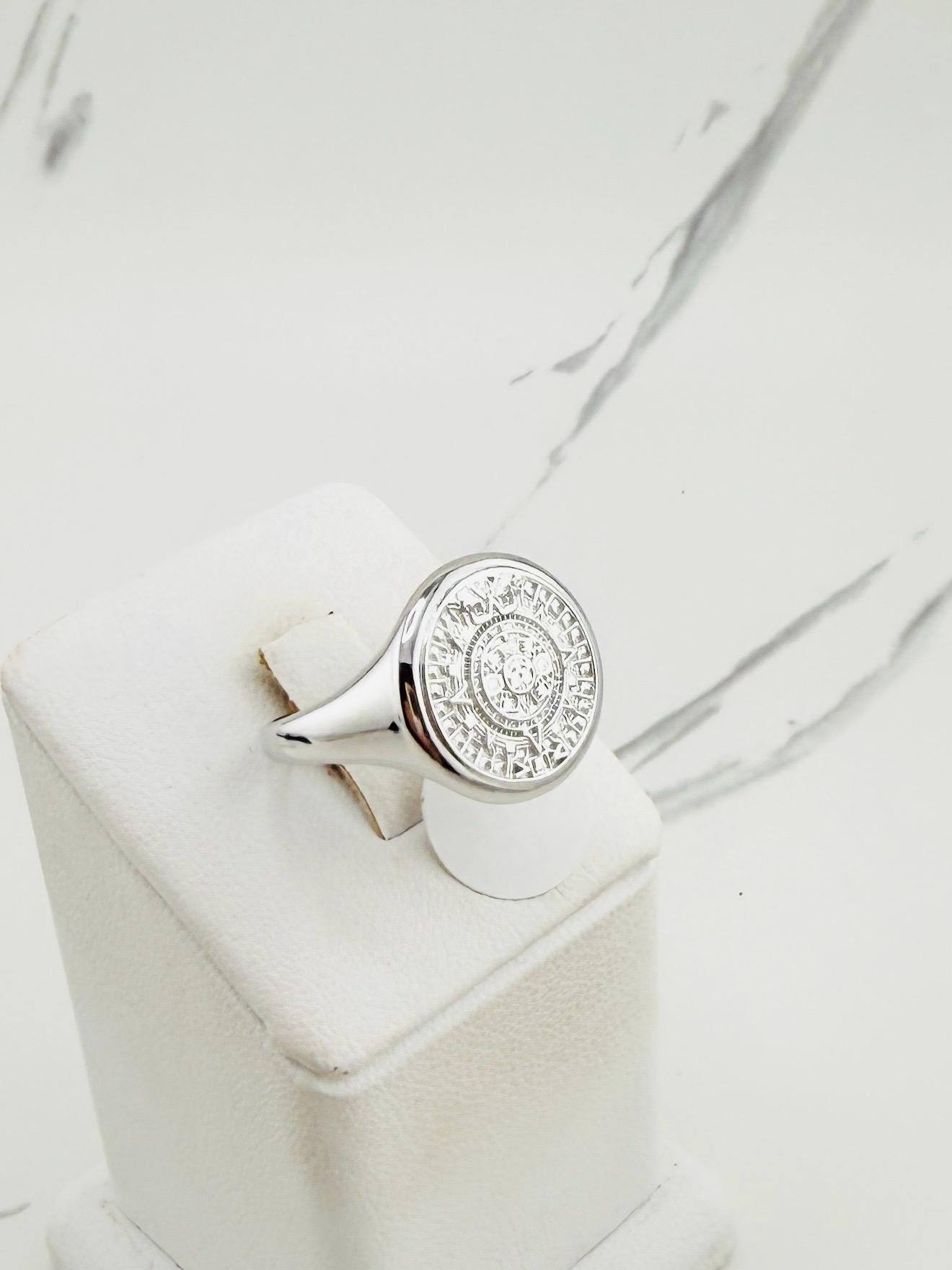 925 スターリング シルバー リング アステカ カレンダー - Anillo