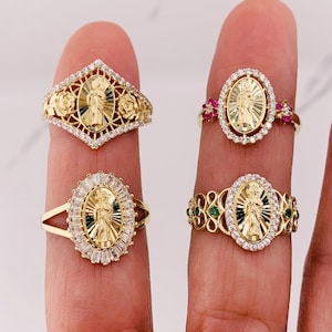 10k solid Gold Ring Saint Jude size 8 - 9 - Anillo en oro 10 kilates San Judas