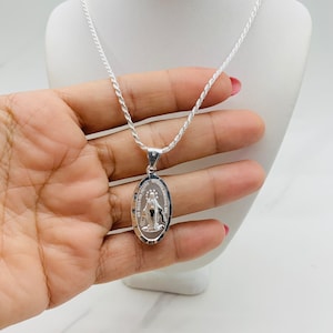 925 Sterling Silver necklace Virgin Mary & Sacred heart or miraculous - Cadena y dije en Plata Virgen Guadalupe sagrado corazón o inmaculada