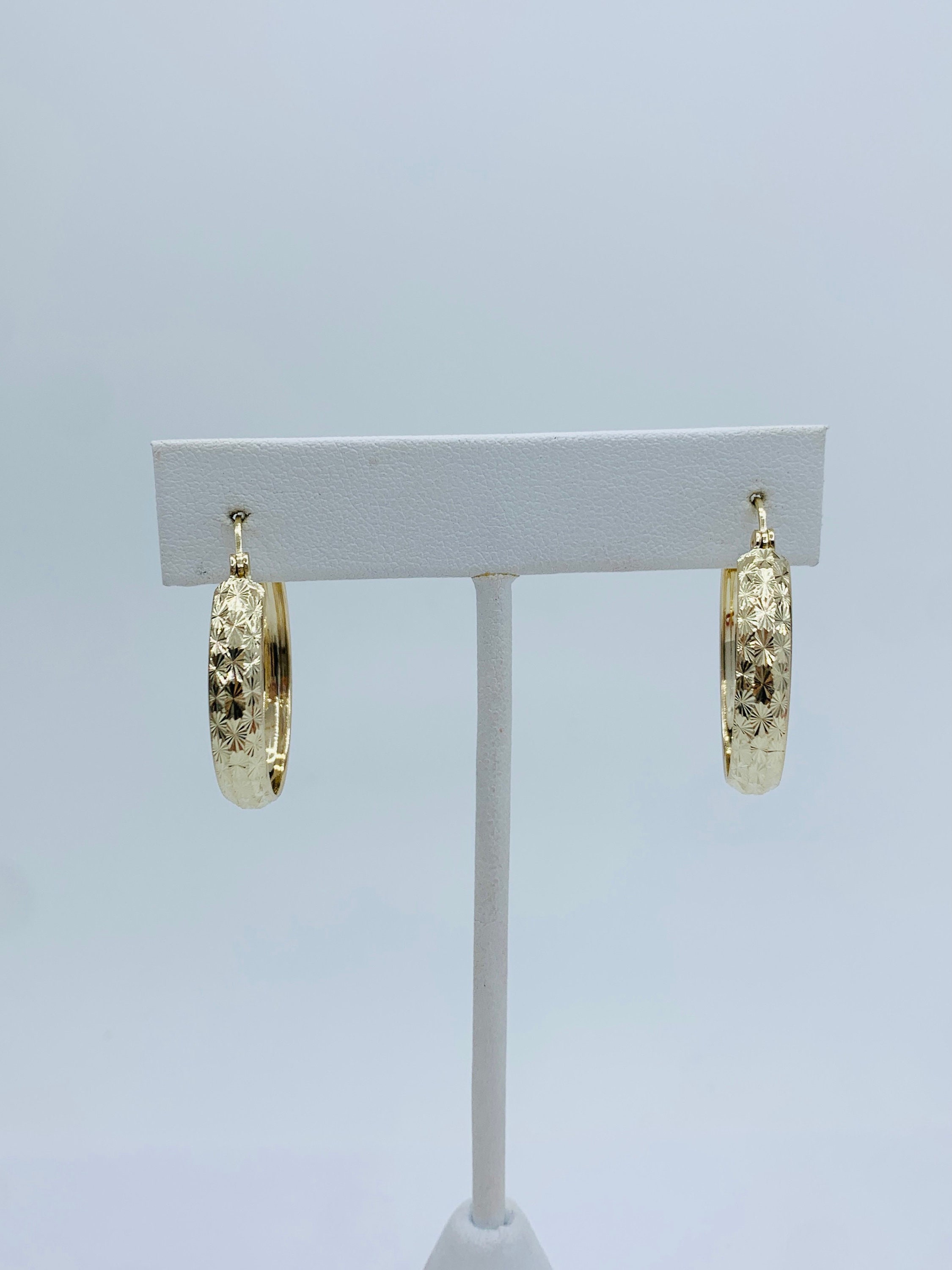 10k Solid Gold Earrings Hoop Aretes Arracadas Oro 10 Kilates 