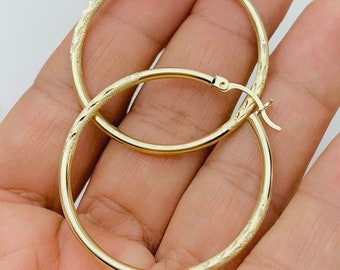 Real 10k Gold Hoop Earrings 30mm - Aretes arracada en oro