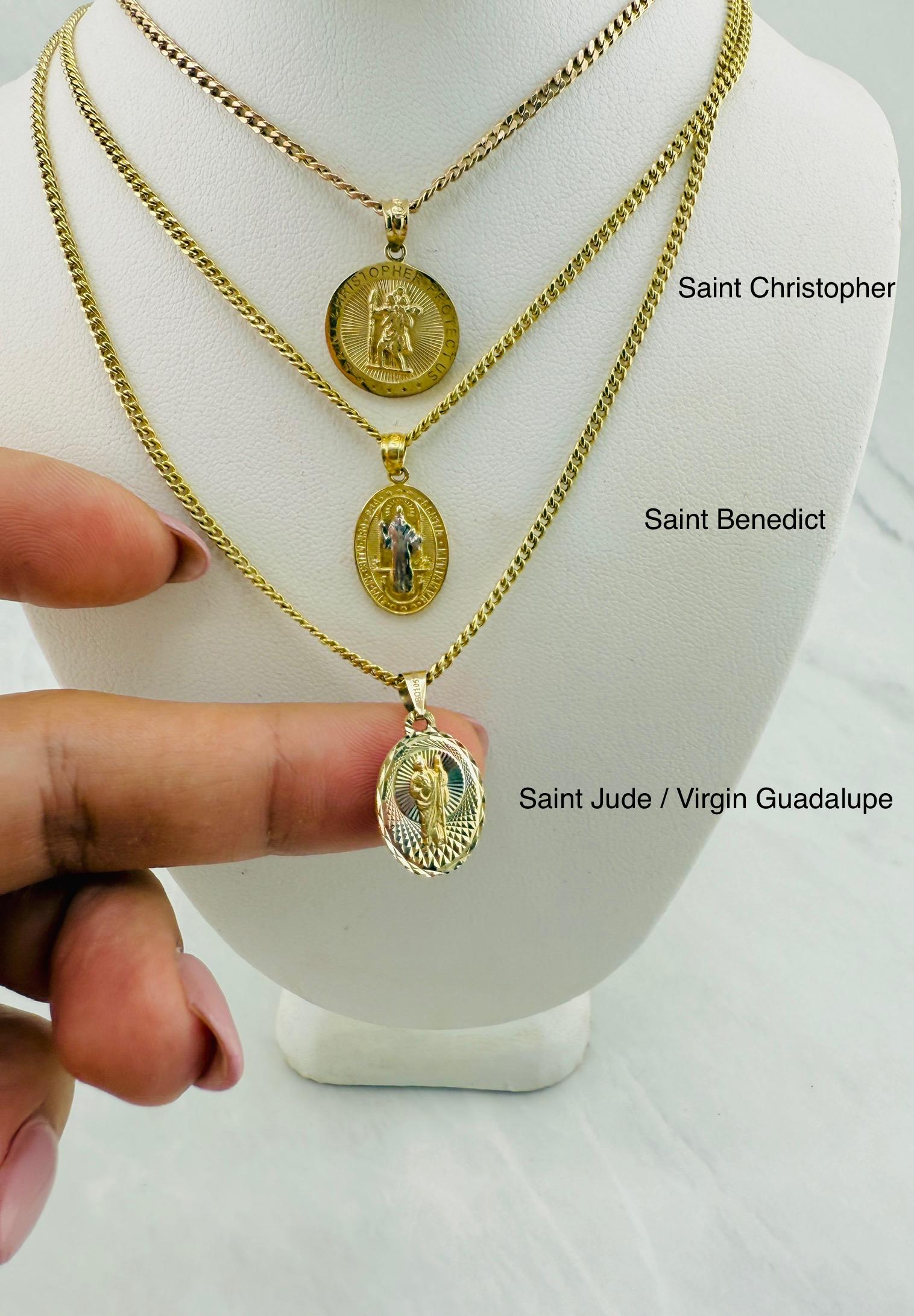 10k gold pendant ネックレス用 10k Gold Saint Christopher Pendant Necklace, San Judas, San Benito