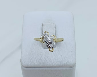 10k Real gold ring minimalist praying Jesus hands or heart lock - Anillo minimalista en Oro de mujer corazon candado o manos orando