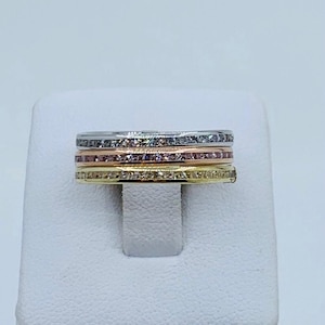 10k gold ring band set stackable size 8 or 9 - Anillo bandas 3 oros 10K