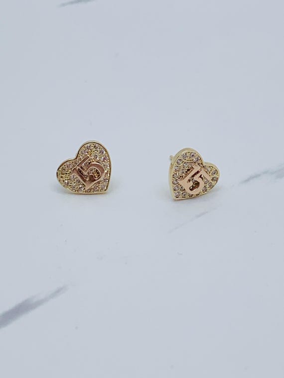 Pendientes Sweet 15 anos de oro de 14k Aretes de quinceanera en oro 14 kilates autentico Etsy Mexico