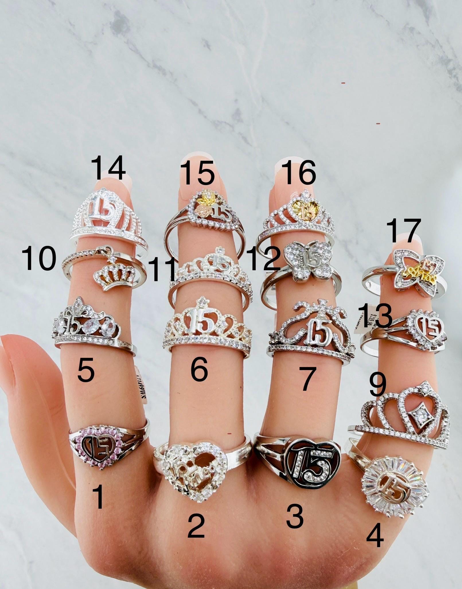 925 Sterling Silver Sweet 15 Crown Ring | Quinceañera Ring Silver