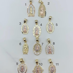 Pendentif en or 10 carats Petite Vierge Marie - Medalla de la virgen de Guadalupe en oro