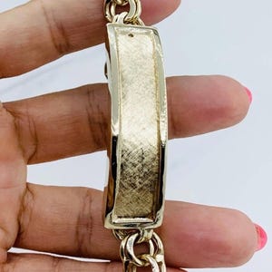 Real Solid 14k Gold Bracelet ID 8” long bracelet Chino link 11mm wide - Pulsera de hombre oro