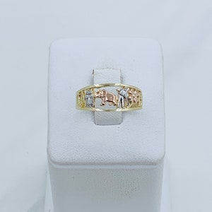 10k solid gold ring lucky Women’s Size 7.5 ~ Anillo de la buena suerte en oro