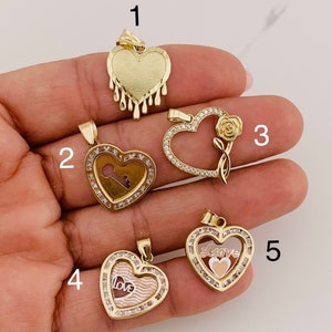 10k gold pendant Heart I love you, Key - Dije en oro Corazon - Llave, Te Amo