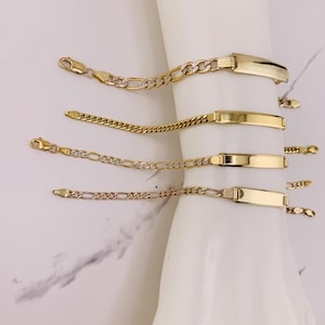 Real 10k Gold Bracelet ID plate  - Pulsera en oro 10 kilates con placa personalisada