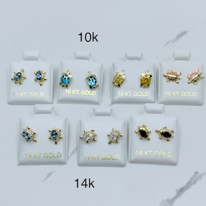 10k - 14k solid gold earrings turtle  - Aretes en oro de 10 o 14 kilates de tortuga