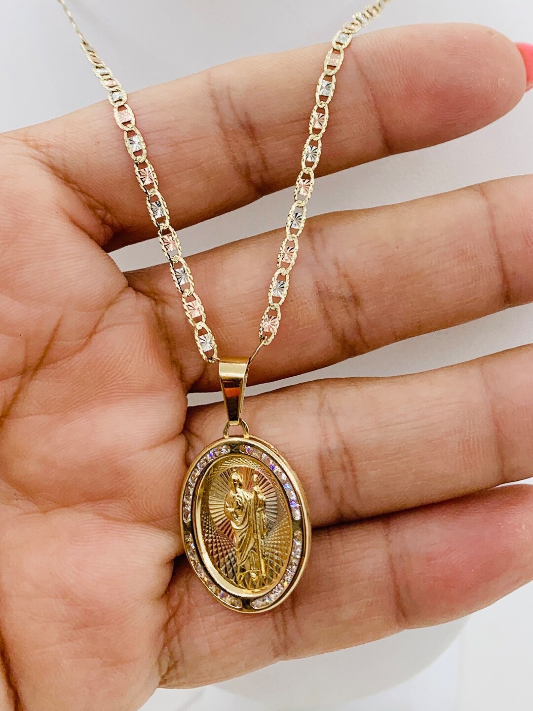 10k Gold Pendant San Judas St Jude & Necklace - Cadena Dije En Oro - Etsy