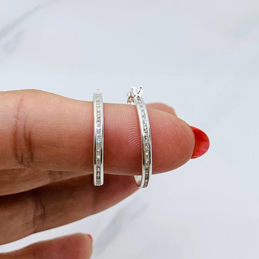 925 Sterling Silver Earrings Hoop 18mm or 23mm - Arracada en plata