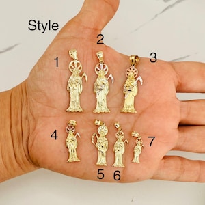10k solid Gold pendant holy death  - Dije  en Oro 10 Kilates oro auténtico Santa Muerte