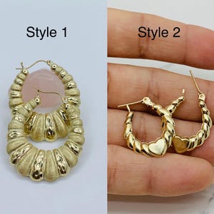 10k gold earrings heart shrimp - Arracadas en oro