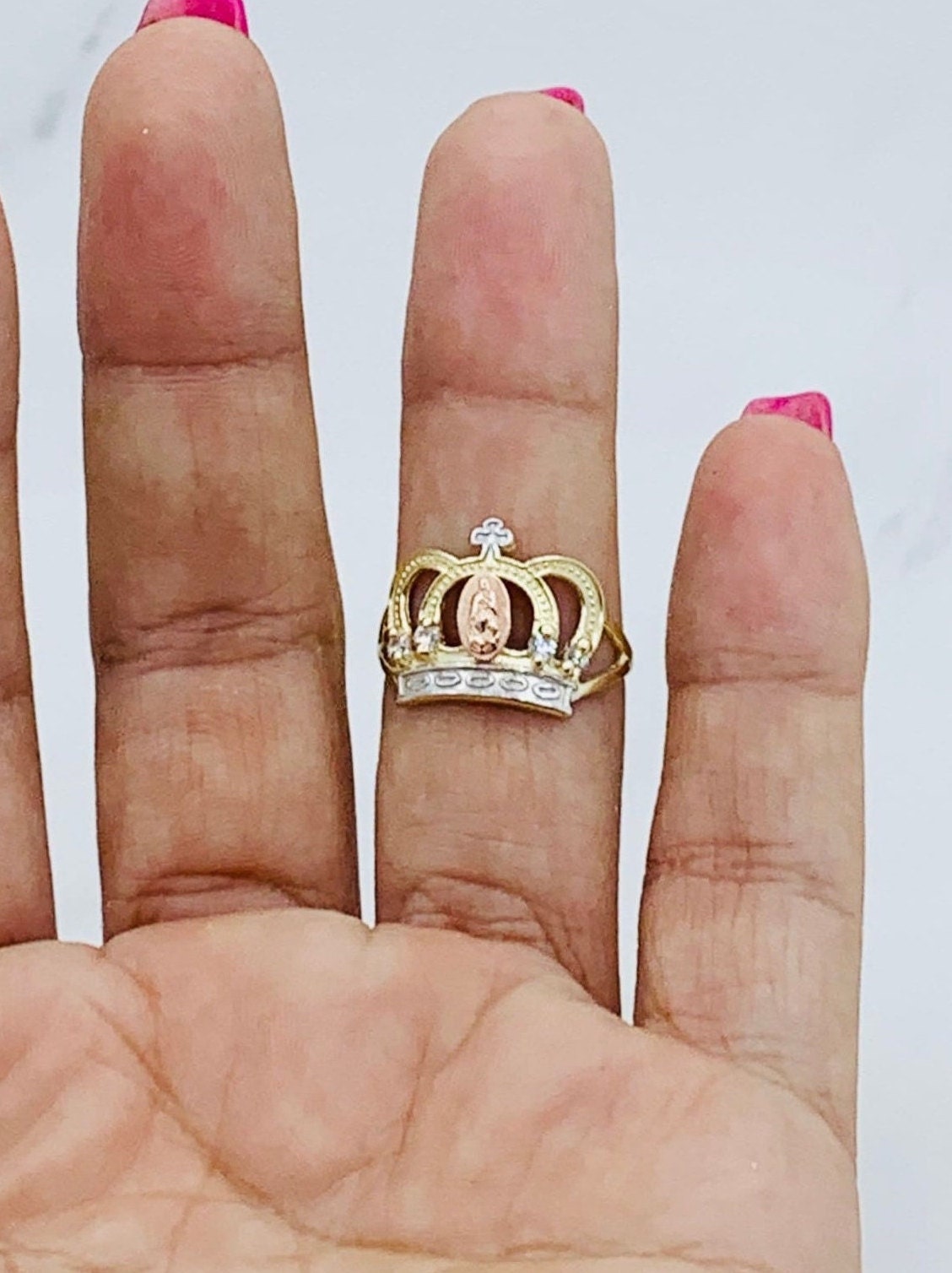 14k Solid Gold Our Lady of Guadalupe Ring – Virgin Mary Anillo - Etsy