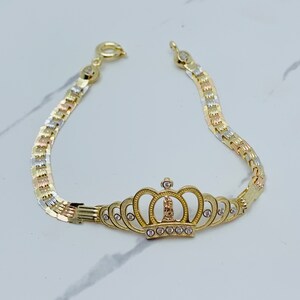14k gold bracelet our lady of Guadalupe -  Pulsera en oro real virgen de Guadalupe / María