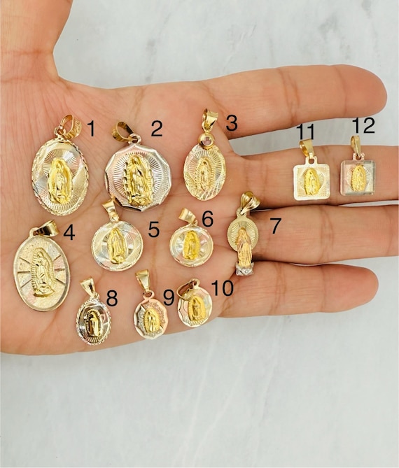 Dije Medalla Virgen De Guadalupe Oro Amarillo & Blanco 14k
