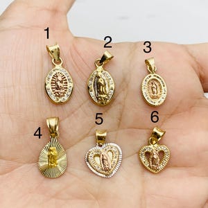 Real 14k Gold Pendant tiny Virgin Mary - Dije pequeño oro