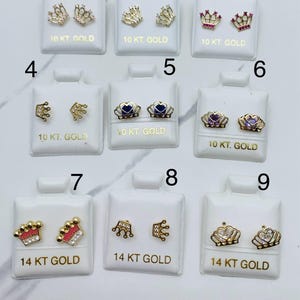 Boucles d&#39;oreilles couronne en or 10 carats - Aretes en Oro Corona