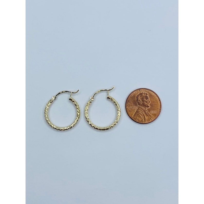 10k Gold Hoop Earrings diamond cut Womens / Girl Arracadas en oro 10K image 4