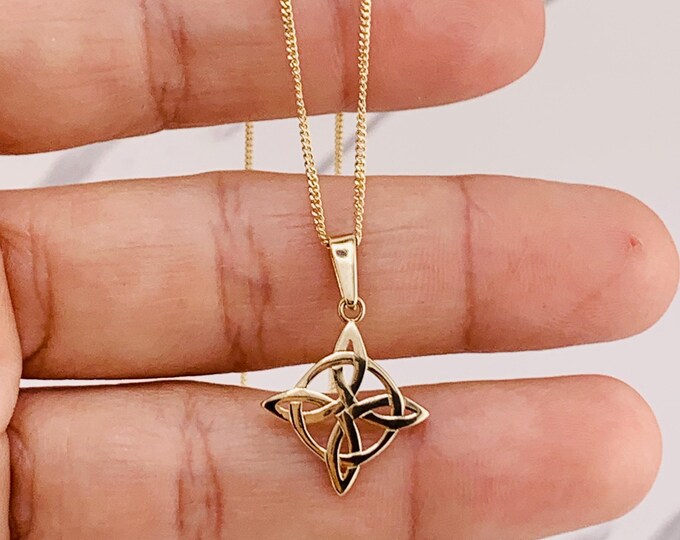 14k Gold Necklace and Witch Knot Pendant - Dije Colgante Y Cadena De ...