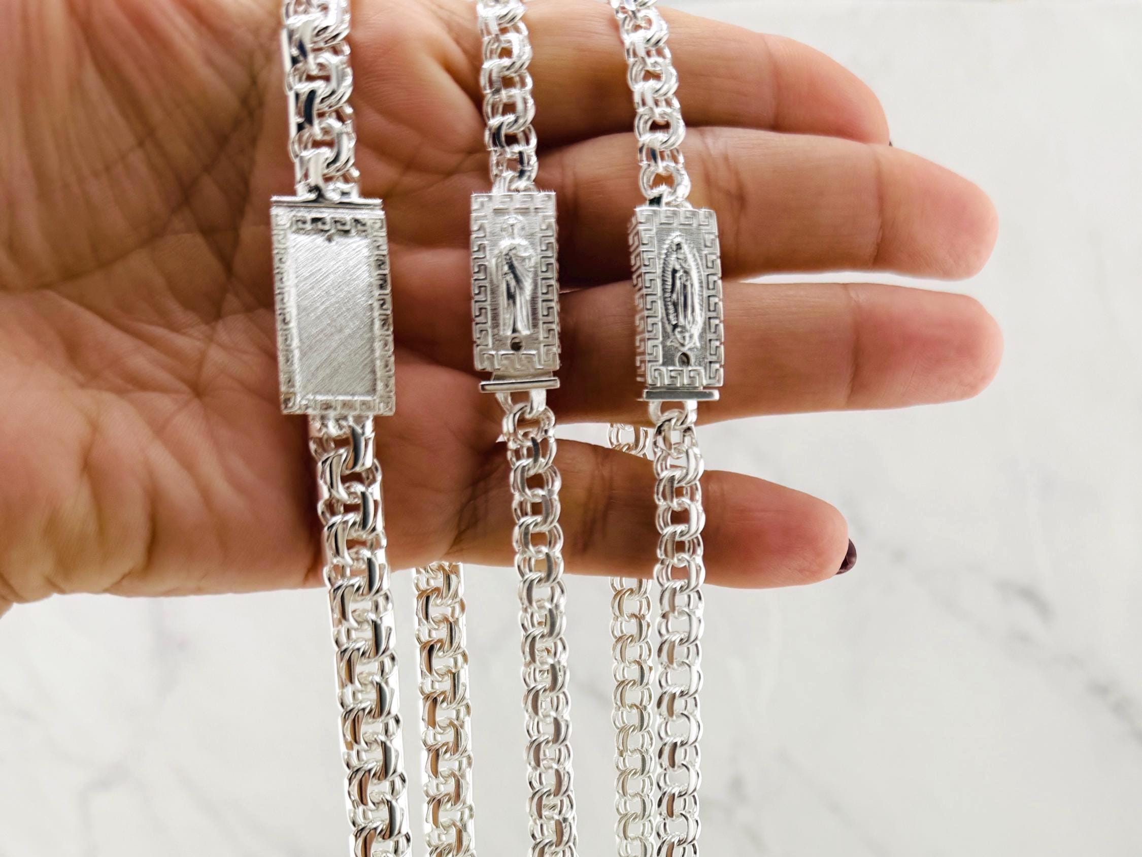 925 Sterling Silver Chino Link Necklace – Virgin Mary, Saint Jude