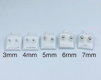 925 Sterling Silver Stud Ball Earrings Classic BallScrew-Back -  Aretes de Plata