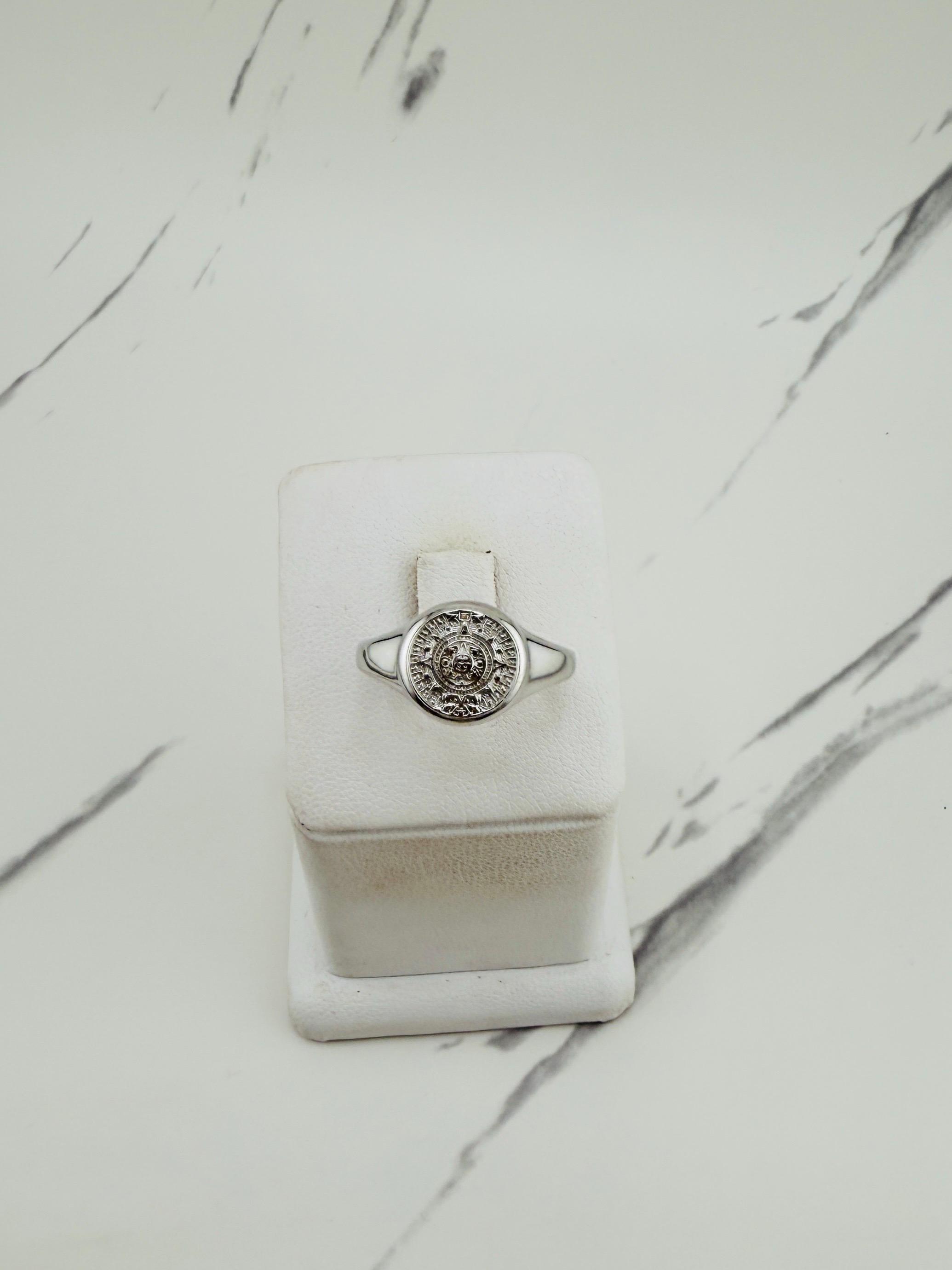 925 スターリング シルバー リング アステカ カレンダー - Anillo 