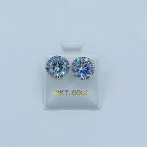 10k solid gold earrings large stud  8mm, 9mm, 10mm ~ Aretes en Oro de 10 Kilates hombre o mujer
