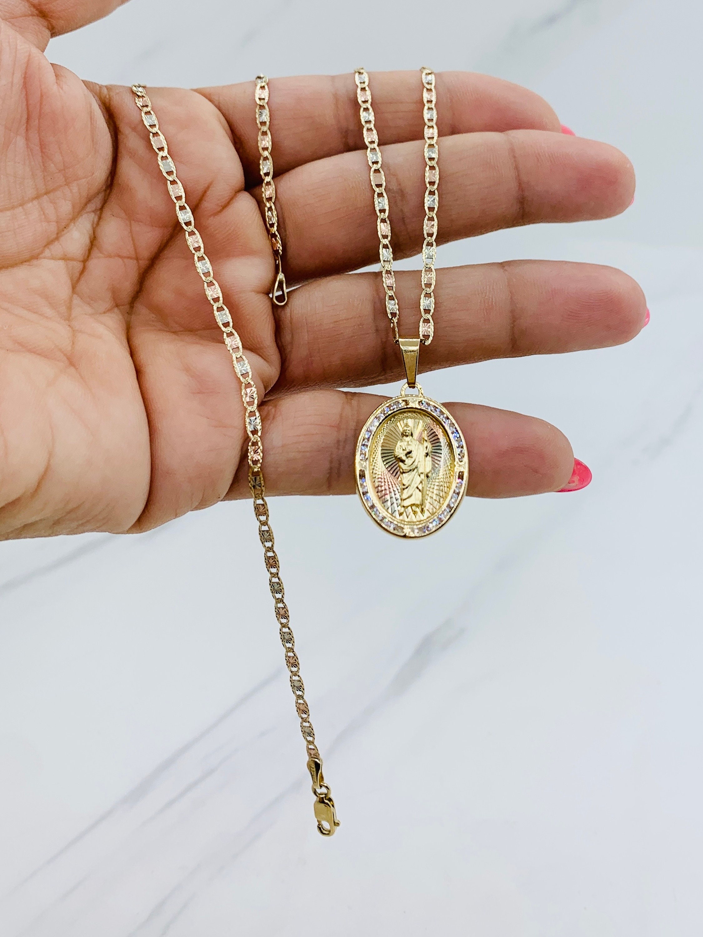 10k Gold Pendant San Judas St Jude & Necklace - Cadena Dije En Oro - Etsy