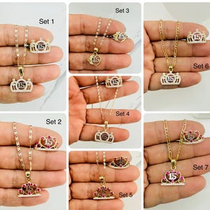 10k solid gold ring sweet 15 Set and Necklace -  size 7. Anillo y cadena de quinceañera en oro