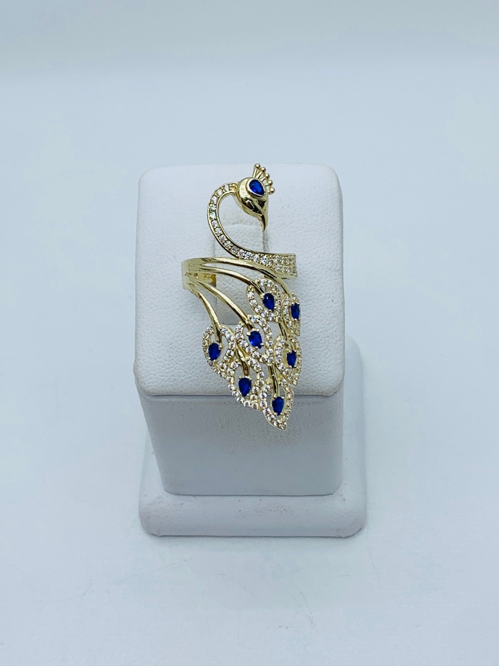 10k Gold Ring Peacock Womens Ring Size 6.5 10 Blue or Pink Anillo En Oro 10 Kilates Pavo Real Etsy