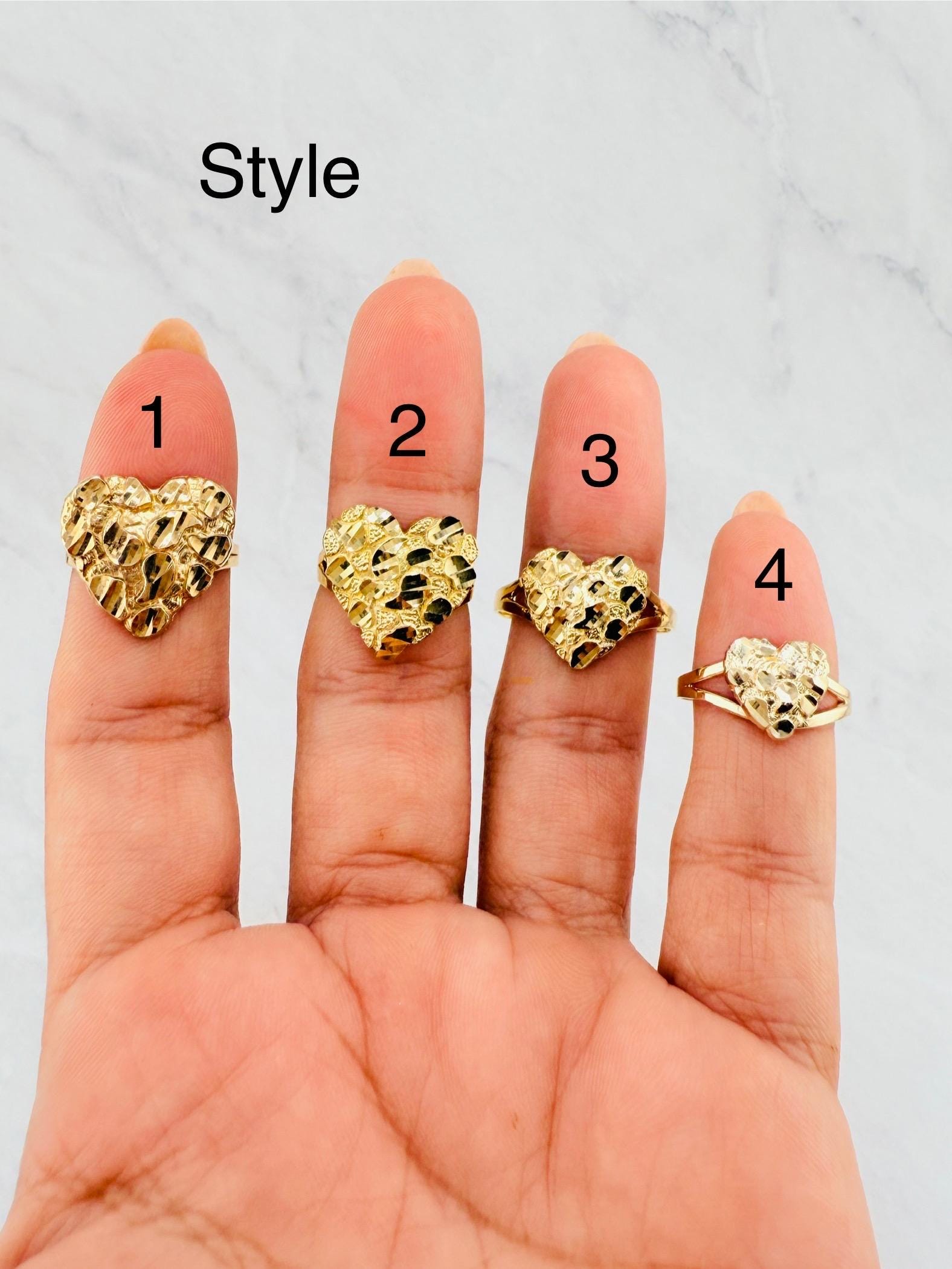 10k Gold Ring Nugget Heart. - Anillo En Oro 10 Kilates  10k real Gold nugget Heart Ring - Women Jewelry stamped acid test 7 1/2 size main image 0