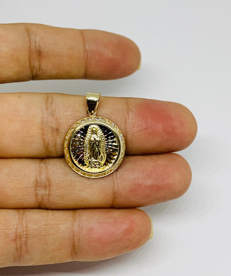 10k Solid Gold Pendant Virgin Mary Etsy