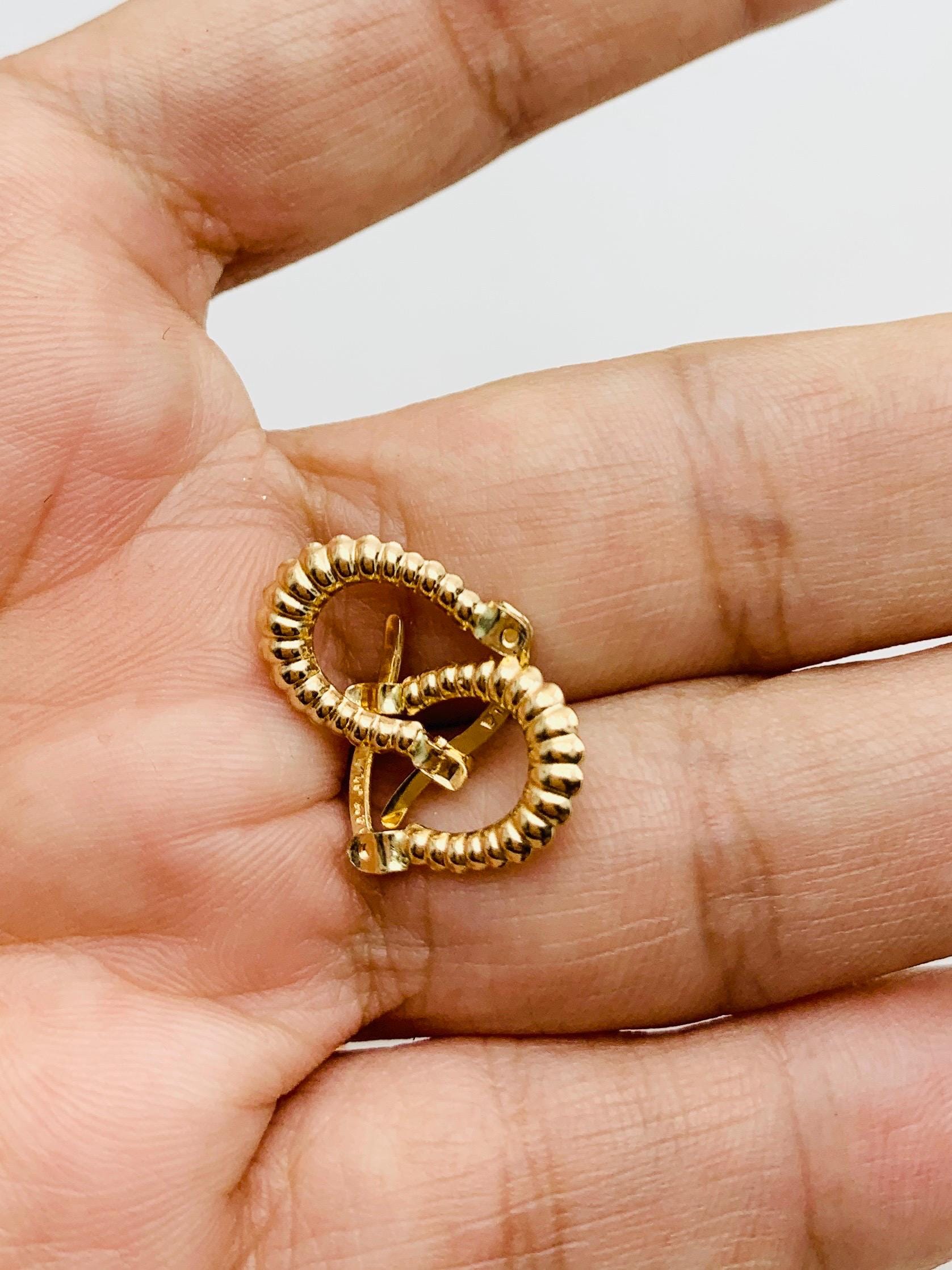 3/4 Zoll Hochpolierte Abgestufte Garnelenreifen Ohrringe Echt 14K Gelbgold