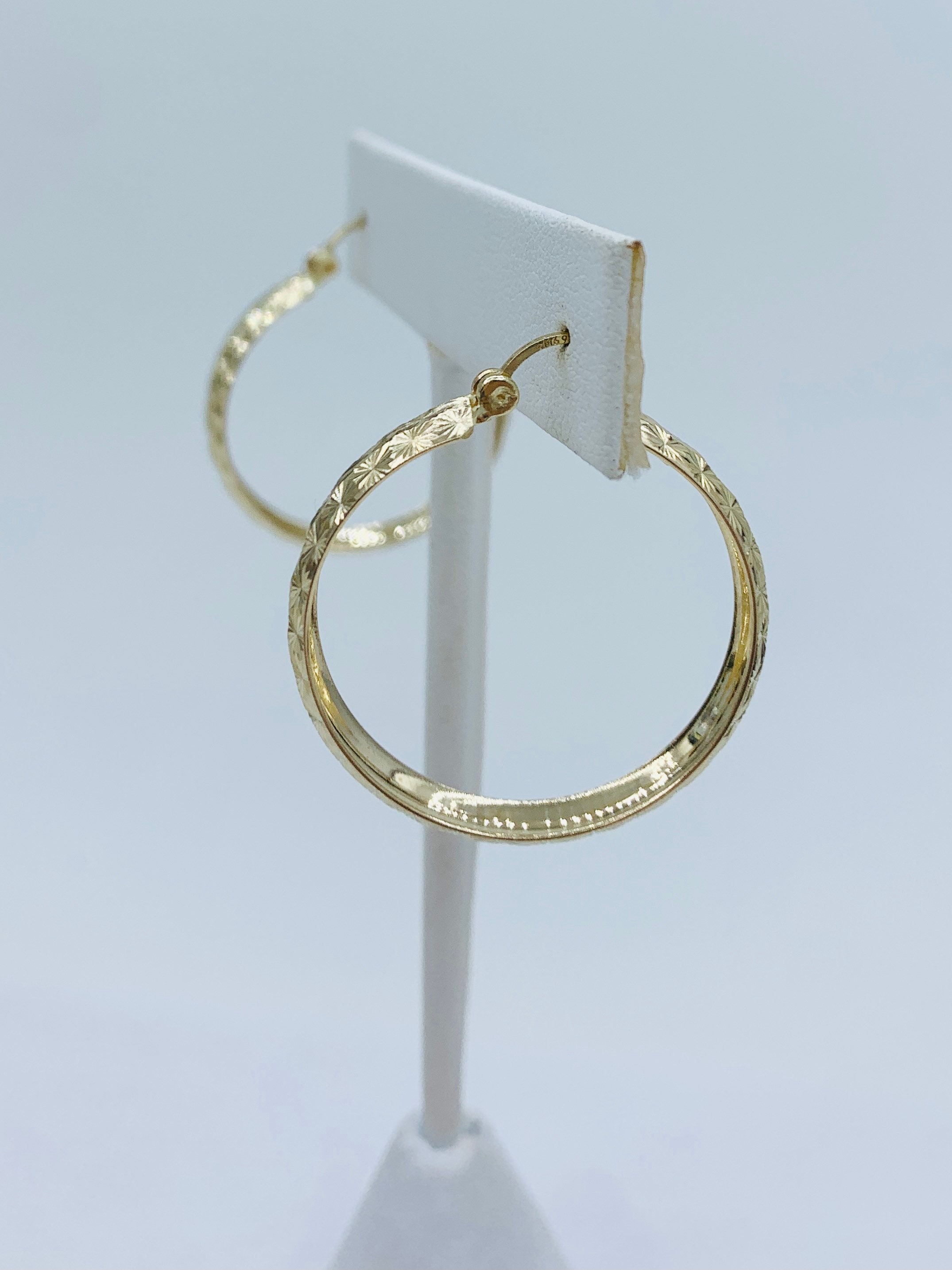 18K Gold Classic Basket Hoop Earring|Aretes Canasta Flores Mini Oro  Laminado 18K
