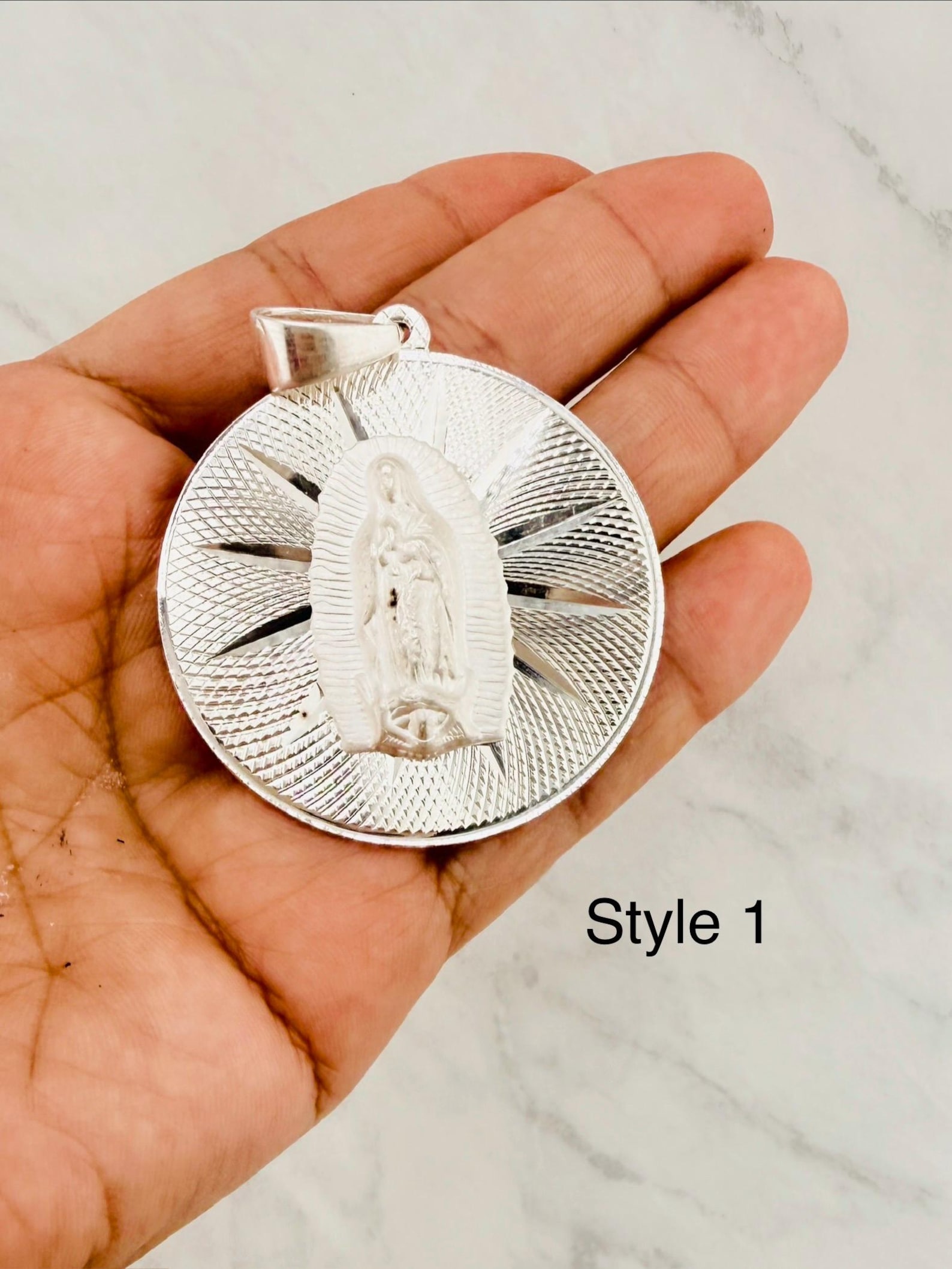 925 Sterling Silver Virgin Mary Pendant – Sacred Heart Medallion ...