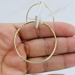 Real 10k Gold hoop earrings diamond cut - Arracadas en oro autentico 10 kilates
