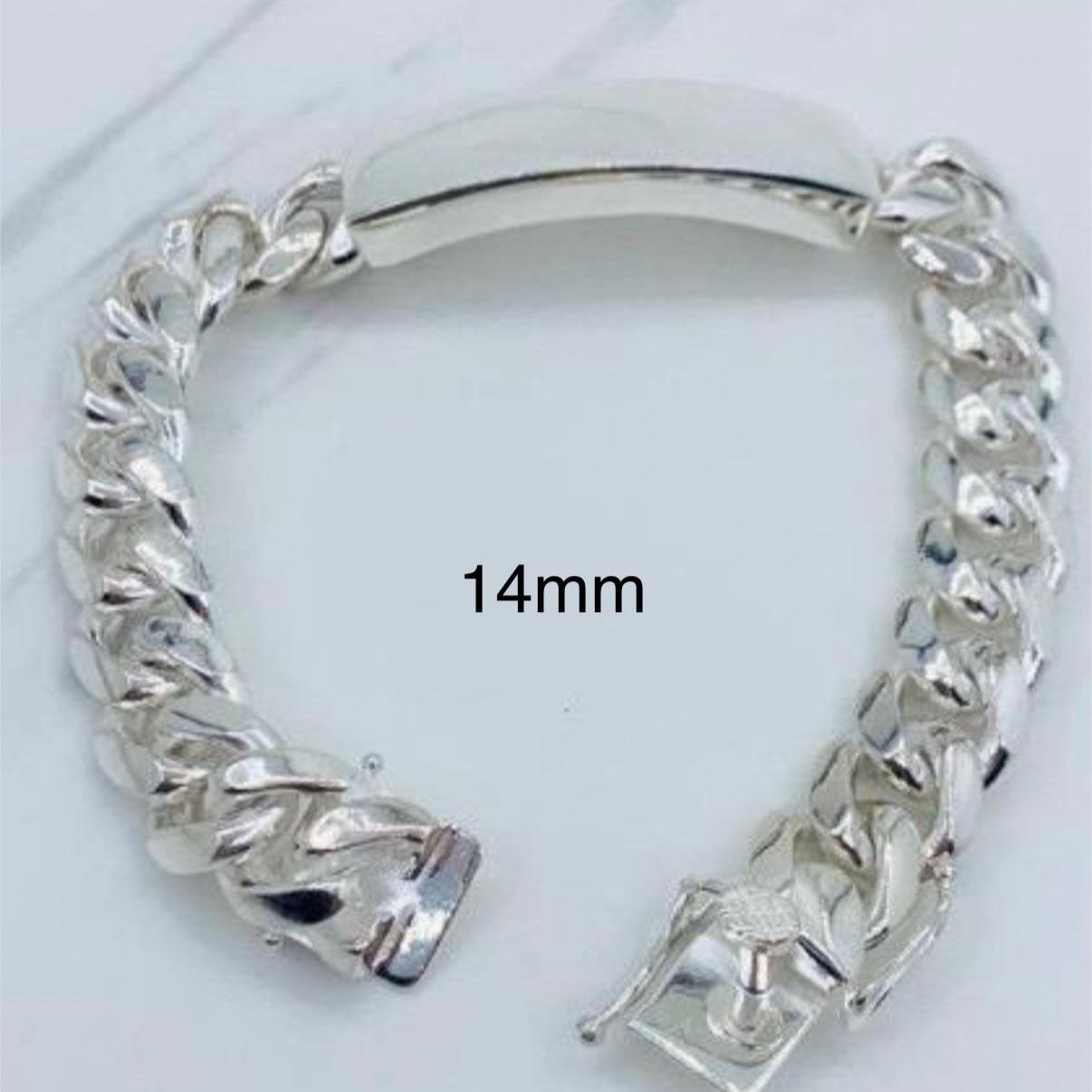 925 Sterling Silver Bracelet ID Cuban Link 9