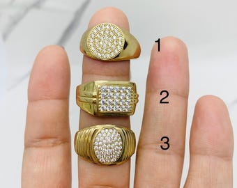 10k Solid Gold Men's Ring – Cubic Zirconia, Sizes 10-11