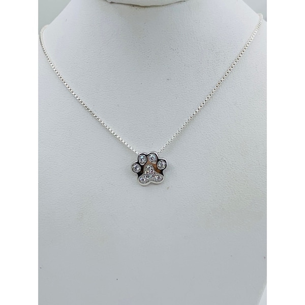 925 Sterling Silver pendant dog paw necklace - Cadena y dije pata de perro en plata