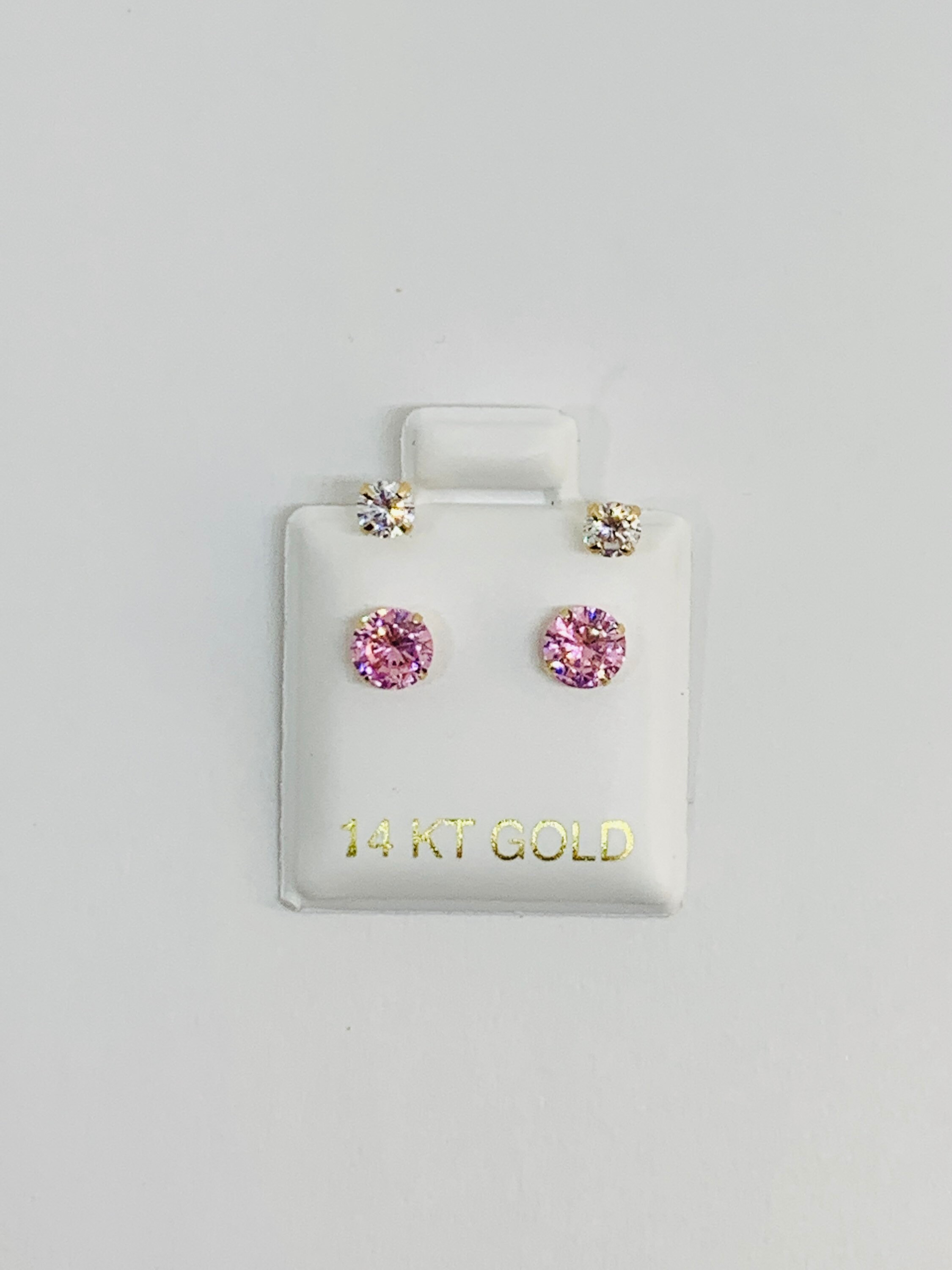 14k Solid Gold Telephone Earrings Various colors CZ Aretes Etsy