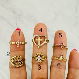 10k solid gold ring cross heart  - Anillo en oro autentico de cruz Jesus - corazón
