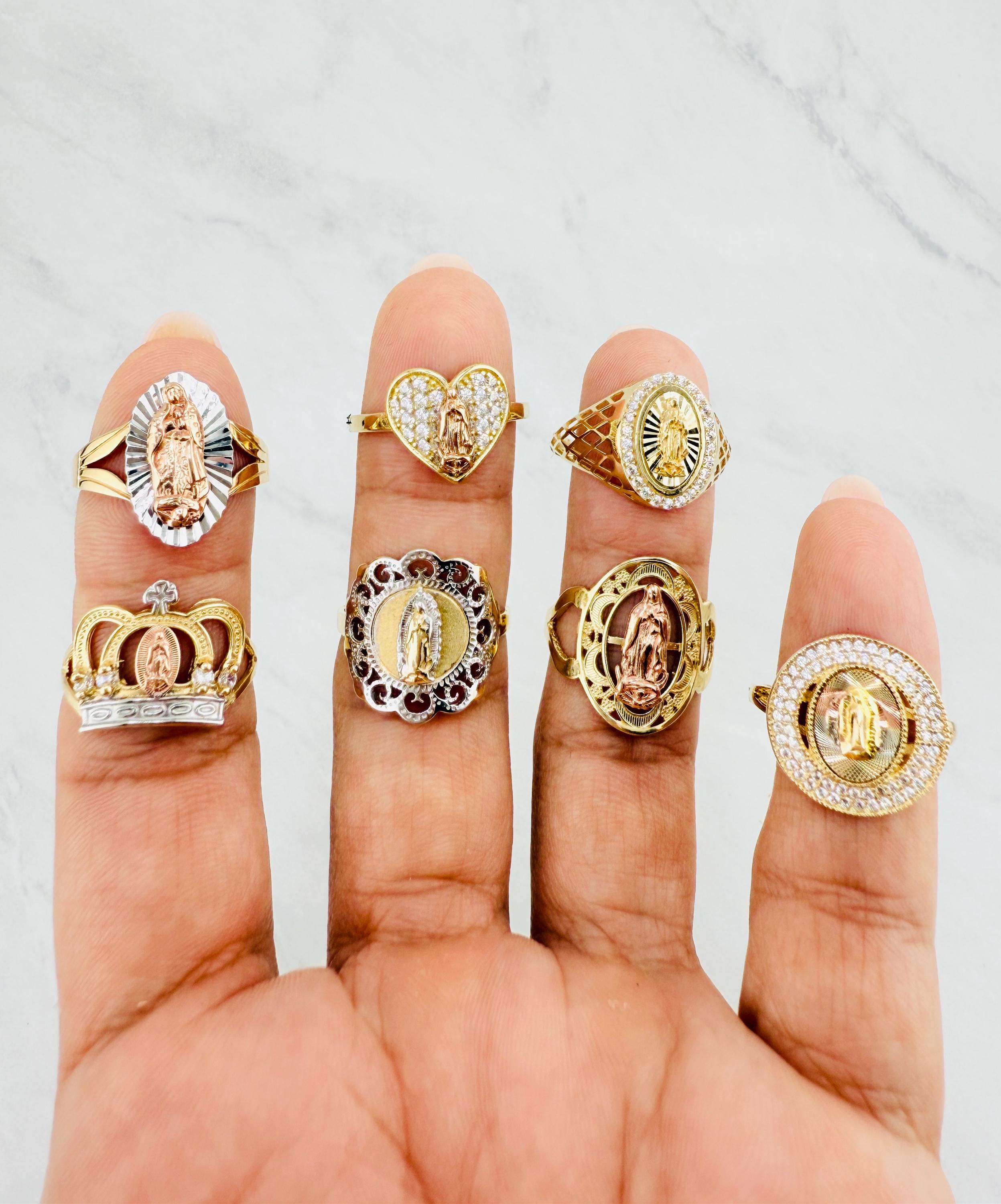 10k Tri-Color Gold Our Lady Of Guadalupe Ring | Religious Catholic Jewelry (Size 8.25) - View #4