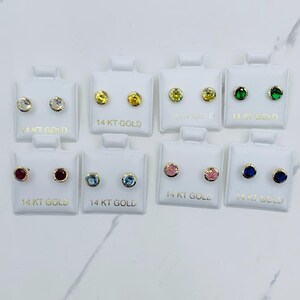 14k Solid Gold Various Colors Women Stud Earrings - Aretes en oro 14 Kilates tornillo