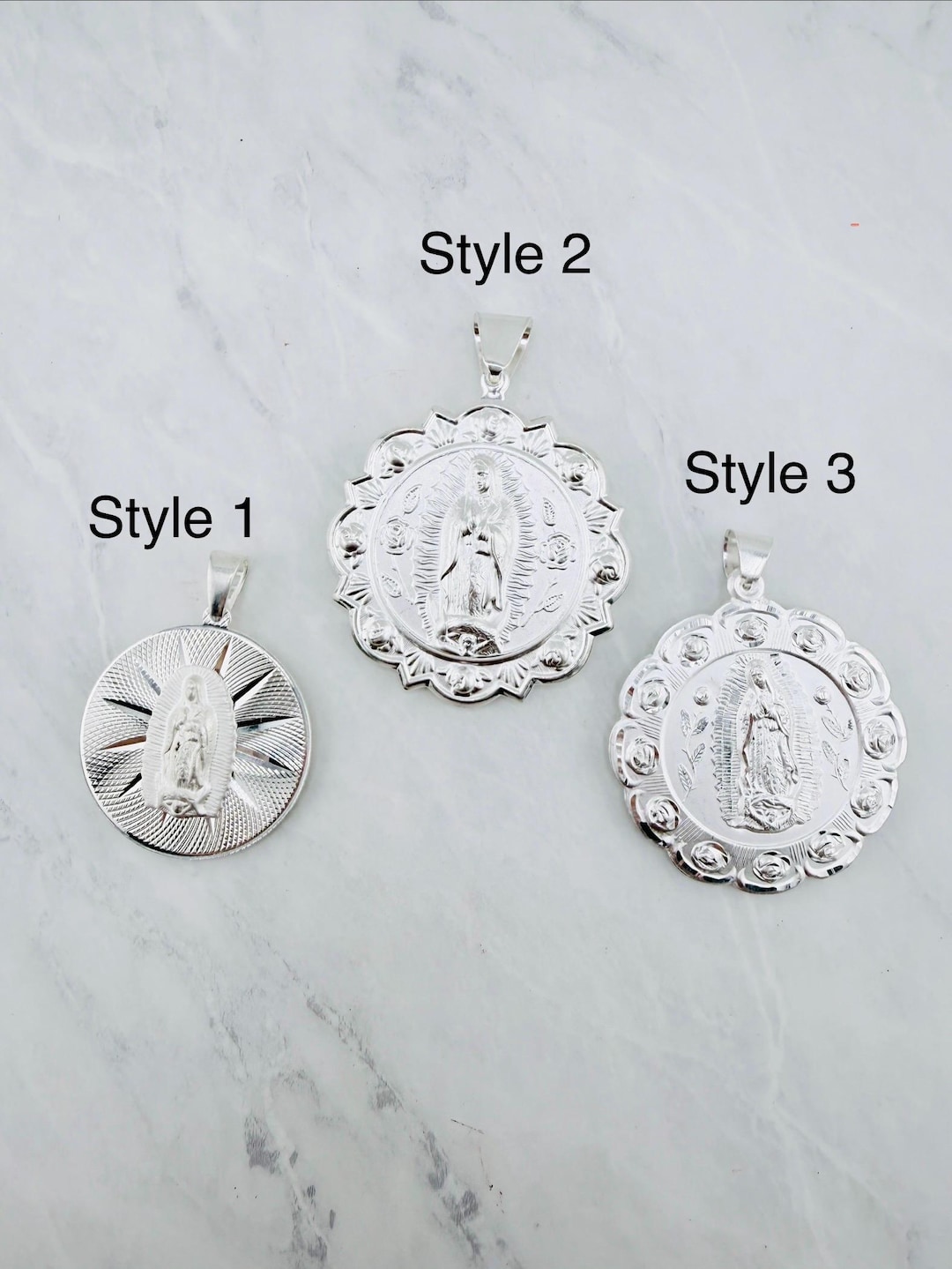 925 Sterling Silver Virgin Mary Pendant – Sacred Heart Medallion ...