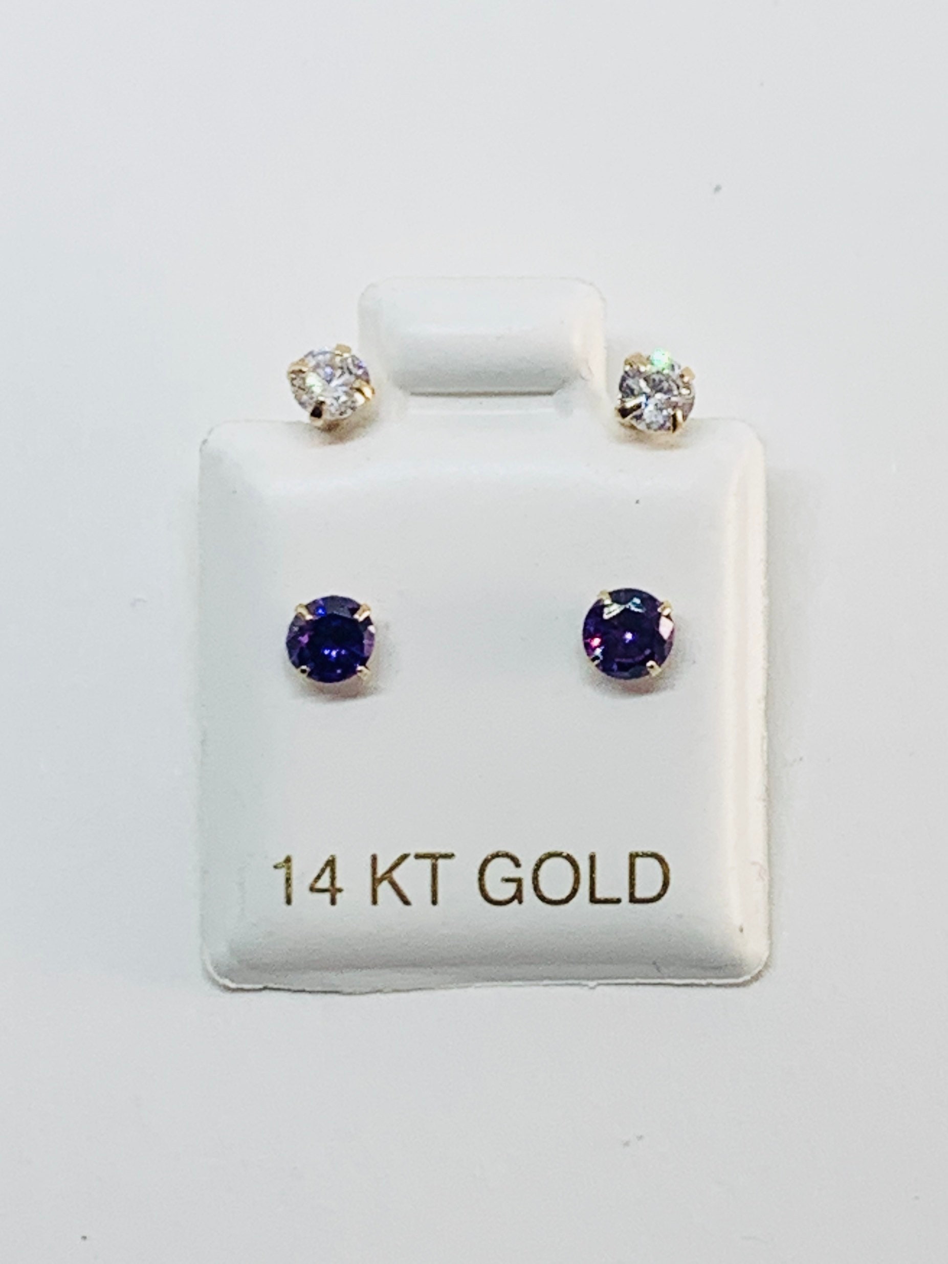 14k Solid Gold Telephone Earrings Various colors CZ Aretes Etsy