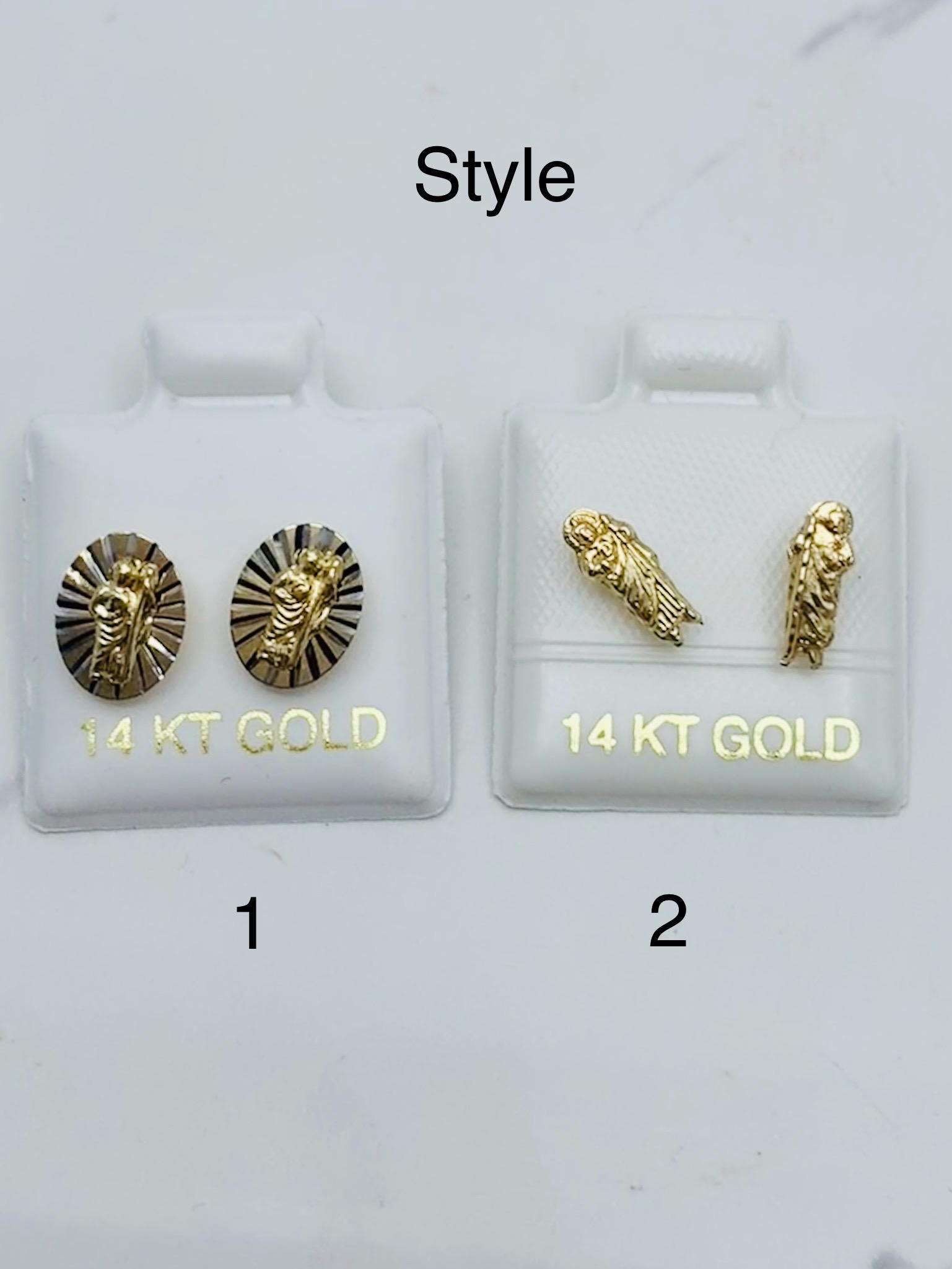 14k Gold St Jude Stud Earrings - Screw Back, 10mm